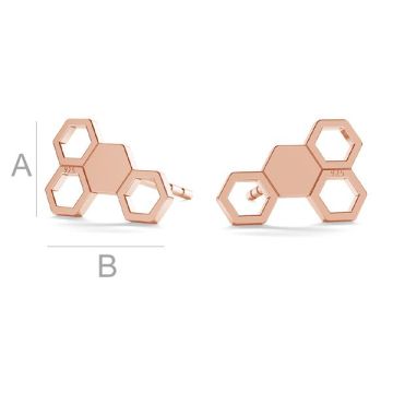 Honeycomb post earring, LK-0811 KLS (L+R) - 0,50*18K - Rose Gold Plated - 0,4 µm