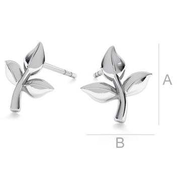 Tulip flower earring, ODL-00223 KLS (L+R)*RH - White Rhodium Plated