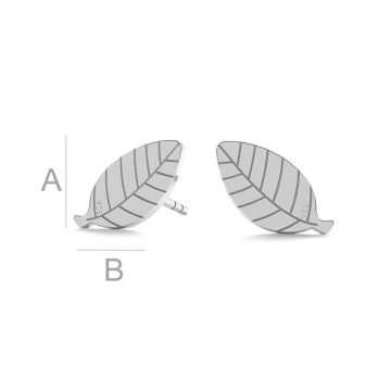 Leaf earring, LK-0951 KLS - 0,50*RH - White Rhodium Plated