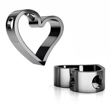 Trendy heart pendant, silver 925, ODL-00232*BRH - Black Rhodium Plated