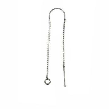 Cable box chain earring (base) - KŁA-34 46 mm*RH - White Rhodium Plated