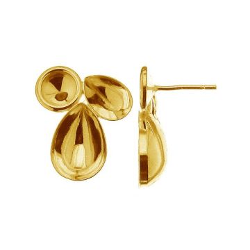 Earring base for Pear Fancy and Rivoli stones - KLS MIX-OKSV 17x22 mm (L+R)*24K - Gold Plated - 0,4 µm