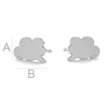 Comics cloud earring, LK-0959 KLS - 0,50*PT - Platinum Plated