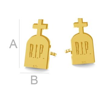 Tombstone halloween earrings, LK-1027 - 0,50*24K - Gold Plated - 0,4 µm