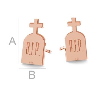 Tombstone halloween earrings, LK-1027 - 0,50*18K - Rose Gold Plated - 0,4 µm