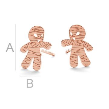 Mummy halloween earrings, LK-1026 - 0,50*18K - Rose Gold Plated - 0,4 µm