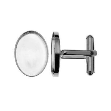 Montatura per gemelli - FMG 18X13MM CUFFLINK*RH - Placcato in rodio bianco