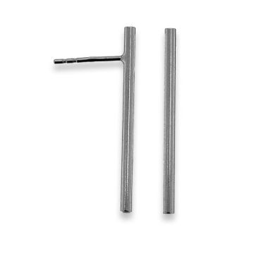 Tube 3cm earring studs - KLS-18 11x30 mm*PT - Platinum Plated