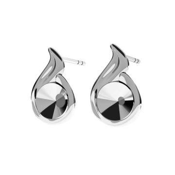 Flame earrings for Rivoli 6mm KLS ODL-00268 8,9x13 mm*RH - White Rhodium Plated