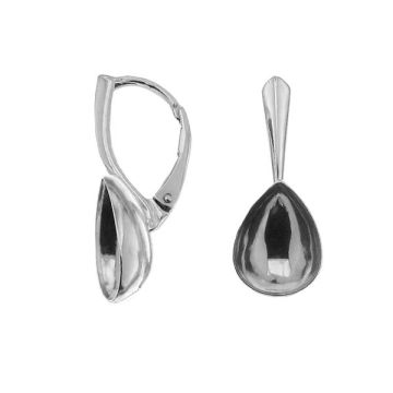 Earrings base for Pear Fancy stones, OKSV 4320 MM 14 BA*PT - Platinum Plated