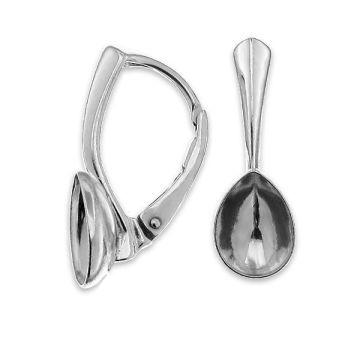 Pear crystals earrings base, sterling silver 925, BA OKSV 4320 10x7 mm