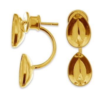 Pear crystals ear jacket earrings, sterling silver 925, SL 1 OKSV 4320 10x7 mm x2*24K - Gold Plated - 0,4 µm