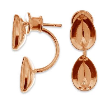 Pear crystals ear jacket earrings, sterling silver 925, SL 1 OKSV 4320 10x7 mm x2*18K - Rose Gold Plated - 0,4 µm