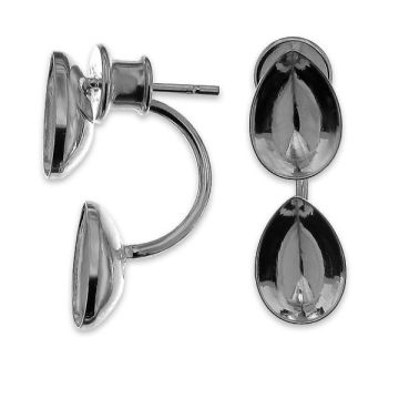 Pear crystals ear jacket earrings, sterling silver 925, SL 1 OKSV 4320 10x7 mm x2*RH - White Rhodium Plated