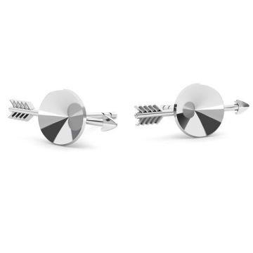 Arrow earrings base for Swarovski Rivoli 6mm, sterling silver 925, ODL-00316 KLS (1122 SS 29)