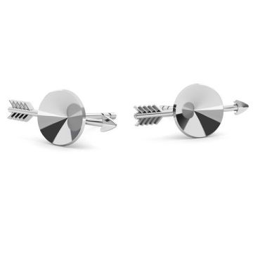 Arrow earrings base for Swarovski Rivoli 6mm, sterling silver 925, ODL-00316 KLS (1122 SS 29)*PT - Platinum Plated