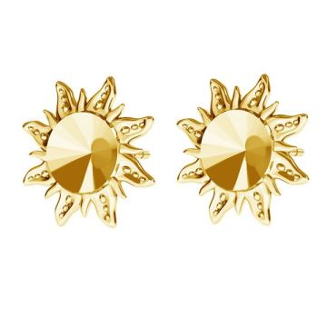 Sun earrings base for Swarovski Rivoli 6mm, sterling silver 925, ODL-00313 KLS (1122 SS 29)*18K - Light Yellow Gold Plated - 0,4 µm