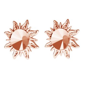 Sun earrings base for Swarovski Rivoli 6mm, sterling silver 925, ODL-00313 KLS (1122 SS 29)*18K - Rose Gold Plated - 0,4 µm