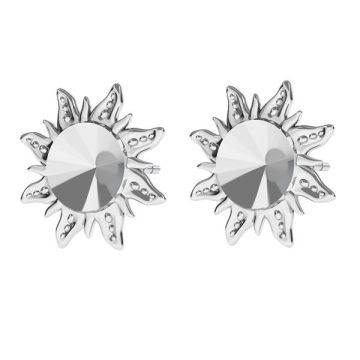 Sun earrings base for Swarovski Rivoli 6mm, sterling silver 925, ODL-00313 KLS (1122 SS 29)*RH - White Rhodium Plated