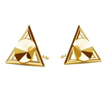 Triangle earrings base for Swarovski Rivoli 6mm, sterling silver 925, ODL-00315 KLS (1122 SS 29)*24K - Gold Plated - 0,4 µm