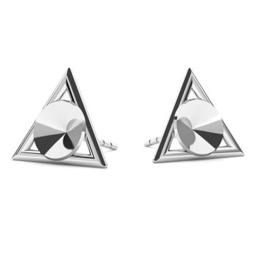 Triangle earrings base for Swarovski Rivoli 6mm, sterling silver 925, ODL-00315 KLS (1122 SS 29)*PT - Platinum Plated