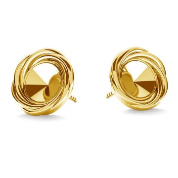 Round earrings base for Swarovski Rivoli 6mm, sterling silver 925, ODL-00322 KLS (1122 SS 29)*24K - Gold Plated - 0,4 µm