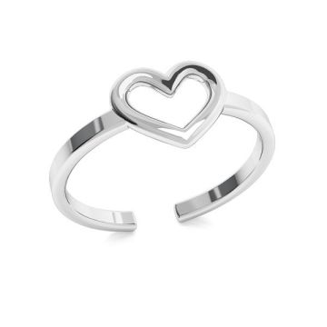 Heart ring, sterling silver, ODL-00317*RH - White Rhodium Plated