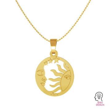 Moon and sun gold pendant, AU 585 14K, LKZ-00662 - 0,30*Gold AU 585, 14K