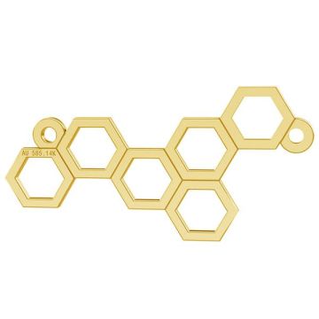 Honeycomb gold pendant connector, AU 585 14K, LKZ-00348 - 0,30*Gold AU 585, 14K