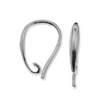 Ear wire for earrings, sterling silver, BO 63*RH - White Rhodium Plated