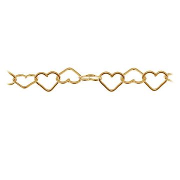 Catena d'argento a cuori in metri, SRC 045 3,5x4 mm*18K - Placcato oro giallo chiaro - 0,4 µm