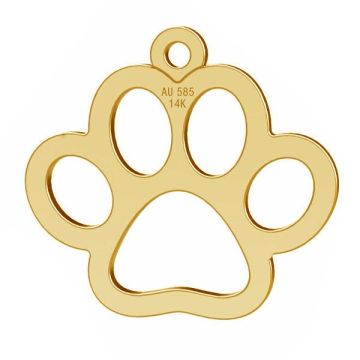 Gold dog paw pendant, gold 14K, LKZ-00364 - 0,30 14,5x15,5 mm*Gold AU 585, 14K