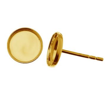 Silver round 8 mm base earrings, resin base, KLS FMG-R 1,2x8 mm*24K - Gold Plated - 0,4 µm