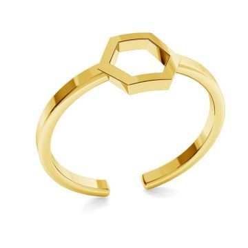 Hexagon ring, sterling silver 925, ODL-00350*18K - Light Yellow Gold Plated - 0,4 µm