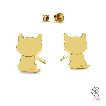 Cat earrings, sterling silver 925, LK-1277 - 0,50 - KLS