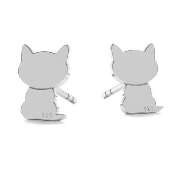 Cat earrings, sterling silver 925, LK-1277 - 0,50 - KLS*PT - Platinum Plated