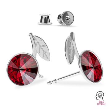 Cherries earring Rivoli base, sterling silver 925, ODL-00355 KLS (1122 SS 29) L+R