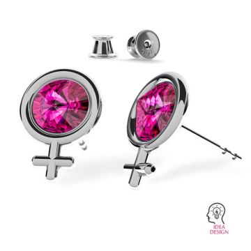 Woman symbol earring base Swarovski, sterling silver 925, ODL-00353 KLS (1122 SS 29)