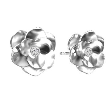 Rose earrings with Swarovski, sterling silver 925, KLS ODL-00041 11 mm