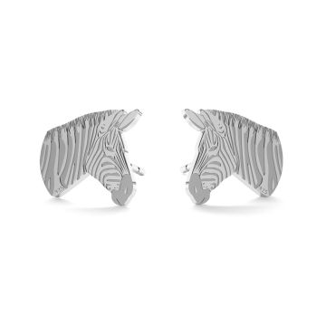 Zebra earrings, sterling silver 925, LK-0894 KLS - 0,50*PT - Platinum Plated