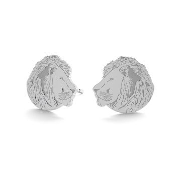 Lion earrings, sterling silver 925, LK-0895 KLS - 0,50*PT - Platinum Plated