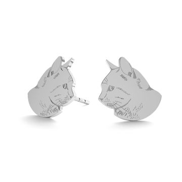 Cat earrings, sterling silver 925, LK-0900 KLS - 0,50 (L+R)*PT - Platinum Plated