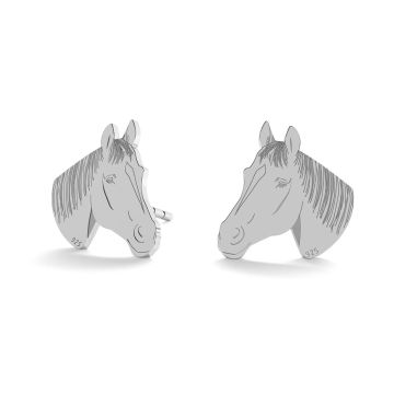 Horse earrings, sterling silver 925, LK-0902 KLS - 0,50 (L+R)*PT - Platinum Plated