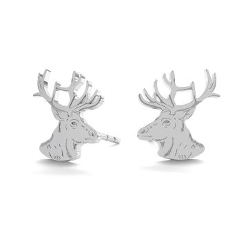 Deer earrings, sterling silver 925, LK-0907 KLS - 0,50*PT - Platinum Plated