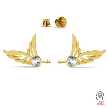 Wing earrings with Swarovski crystal, sterling silver 925, LK-1261 - 0,50 - KLS