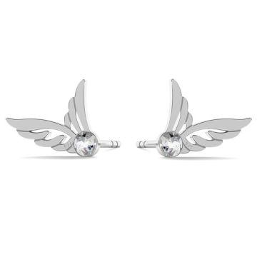 Wing earrings with Swarovski crystal, sterling silver 925, LK-1261 - 0,50 - KLS*PT - Platinum Plated