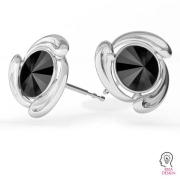 Round earring base Swarovski, sterling silver 925, ODL-00374 KLS (1122 SS 29)