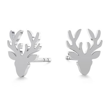 Deer reindeer earrings, sterling silver 925, KLS LK-0615 - 0,50 6,6x10 mm*PT - Platinum Plated