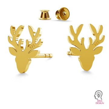 Deer reindeer earrings, sterling silver 925, KLS LK-0615 - 0,50 6,6x10 mm