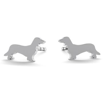 Dog earrings, sterling silver 925, LK-0615 KLS - 0,50 (L+R)*PT - Platinum Plated